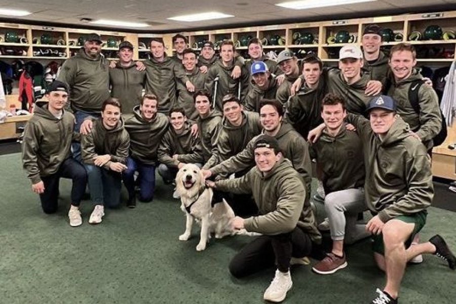 Volunteers in a locker room